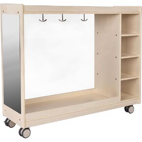 Children’s Factory Mobile Dress Up Storage with Mirrors, Classroom, Nursery, and Daycare Furniture, Kids Pretend Play Organizer, Toddler Cubbies