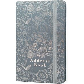 Boxclever Press Small Address Book with Over 400 Spaces. Hardcover Address Book with Alphabetical Tabs, Pocket, Change of Address Labels. Stunning Address Books 8 x 5ins