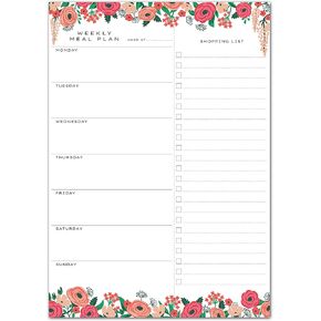 Sweetzer & Orange Floral Weekly Meal Planner and Grocery List Magnetic Notepad. 7x10" Meal Planning Pad with Tear Off Shopping List. Plan Weekly Menu Food for Weight Loss or Dinner List for Family!