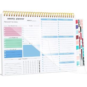 Weekly To Do List Notepad, Weekly Desk Planner with 52 Tear Off Sheets Undated Weekly Planner Habit Tracker & Productivity Organizer for Home and Work（8.5''x11''）-Pink