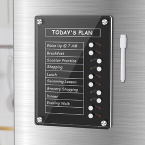 NiHome Acrylic Magnetic to Do List Planning Board with Sliders & Desktop Stand, Multi-Functional Chore Chart for Kids & Adults, Checklist Routine Chart Task Board with Marker for Fridge & Desk, Clear