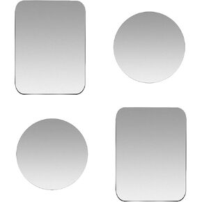 SALEX Replacement Metal Plates Set for Magnetic Car Mount, Wall, Phone Holder. 4 Large Silver Iron Discs Without Holes for Magnets. 3M Adhesive Thin Steel Cell Phone Case Back Magnet Stickers 4 Pack.