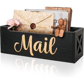 Mail Holder Countertop - Mail Organizer Countertop, Mail Holder Box for Desk, Letter Holder, Mail Tray, Mail Basket for Counter, Rustic Wooden Mail Storage Organizer Wall Mounted