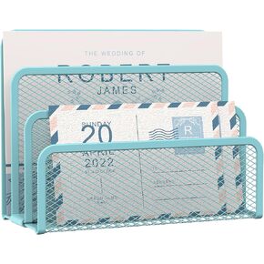 SUPEASY Mail Organizer for Desk, Mesh Metal Mail Holder Countertop with 3-Slot, Letter Sorter File Holder, Office Envelope Organizer for Mails (Black)