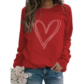 AIIWEIS Valentine's Day Sweatshirt Women Love Heart Grahic Long Sleeve Shirt Casual Valentines Gifts Pullover Tops