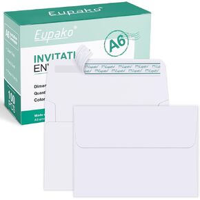 Eupako A2 White Paper Envelopes 100 Pack 4.375x5.75" Invitation Envelopes Self Seal for RSVP, Wedding, Thank you Notes, Greeting Cards, Photos, Announcements