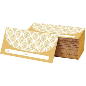 100 Pack Gold Money Envelopes for Cash Gifts (7x3 Inch), Fancy Decorative Design Money Holder for Christmas, Birthday, Graduations, Weddings, Small Money Saving Envelopes, Bulk Value Pack