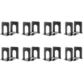 MaxGear Premium Matte Painted Book Ends, Heavy Duty and Sturdy Bookends for Shelves, Office Non-Skid Metal Book End Stopper for Books/CDs/DVDs, 6 x 4.6 x 6 in, Black (2 Pairs/4 Pieces, Large)
