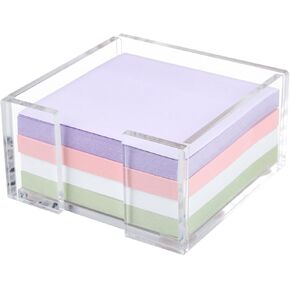 Acrylic Sticky Note Holder, 3 x 3 Crystal Clear Acrylic Notepad Holder Acrylic Sticky Note Dispenser for Dorm Room and Office Desk Organizer