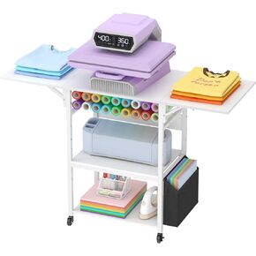 Lifewit 3 Tier طاولة ضغط حراري قابلة للطي، حامل آلة نقل الحرارة المنقولة مع حامل لفافة الفينيل، منضدة عمل معدنية دوارة شديدة التحمل لآلة طابعة القمصان وطابعة التسامي in Kuwait