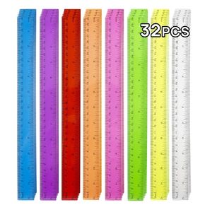 32-Pack 12-Inch Colorful Rulers with High-Definition Scale - Stylish and Versatile Measuring Tools for Students and Professionals" Perfect for School, Office,