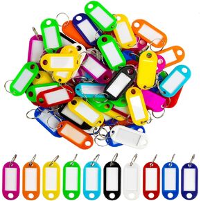 Sukh 60 Pcs Key Ring Tags - Key Tags Plastic 10 Assorted Colours,Identifiers,Name and Labels,Adapt to USB Drive,Pets,Bags Split Ring Window Lucky Line Flexible Colored