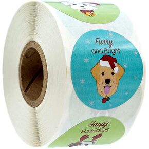 Christmas Dogs Stickers / 500 Adorable Puppy Happy Holidays Labels / 1.5" Pet Parent Envelope Seals / 8 Winter Holiday Dog Designs/Made in The USA