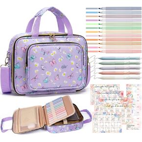 Bible Cover for Women Bible Case, Large Bible Bag w/Shoulder Strap, Bible Study Supplies Bible Journaling Kit Book Carrying Case with Bible Highlighters Tabs, Mothers Day Christian Gifts for Women