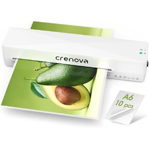 Crenova Laminator Machine with 10 Laminating Sheets, A4 Laminating Machine Hot & Cold with Fast Warm Technology, Thermal Laminator 9 Inch for Home Office School Business Black