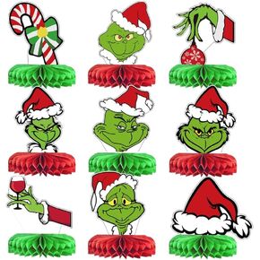 9 Pcs Christmas Centerpieces Whoville Christmas Decorations Grinchmas Christmas Decorations Christmas Birthday Party Decorations Christmas Vacation Party Supplies