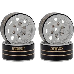 MEUS RACING 4Pcs 1.0 Beadlock Wheels Hub Rims w/Removable Thickened 4mm Hex Adapter for 1/18 TRX4M, Axial SCX24 Gladiator Bronco C10 JLU Deadbolt 1/24 RC Crawler Upgrades Part,Type B - Black