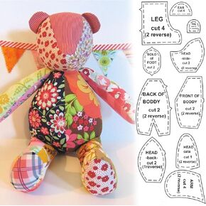 Memory Bear Template Ruler Set with Instructions - Sewing Pattern Template Acrylic Quilting Template Cutting Set, Memory Bear Sewing Patterns Template Home Sewing Art Craft for Gift 10pcs (C-15inch)