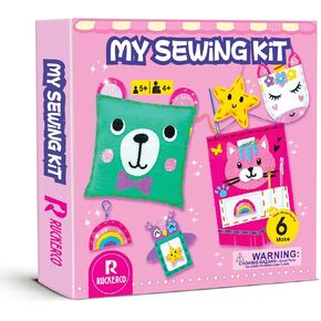My First Sewing Kit for Beginners Kids Children's Arts and Crafts, 6 Easy DIY Projects of Stuffed Animals and Pillows Craft for Kids Toys for Ages 4 5 6 7 8 9 Boys Girls Gift, Learn to Sew, Embroidery