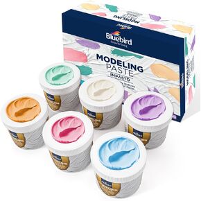 Bluebird Colored Modeling Paste - 6-Pack - 150GM / 5.3 Oz Each jar - Pastel Shades