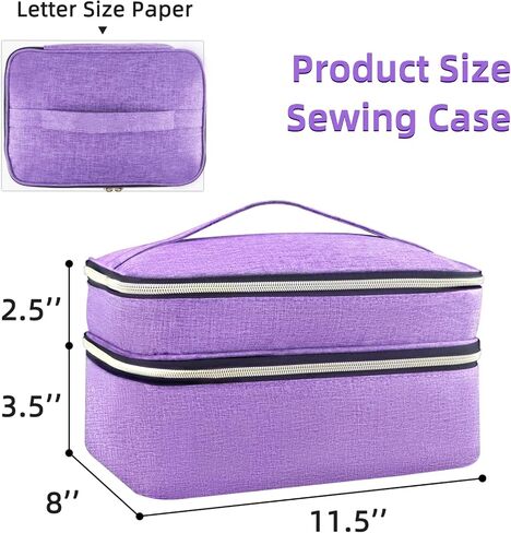 Sewing Organizer Bag - 11.5"x8"x6" Double-Layer Sewing Box with Storage for Scissors, Thread, Pins, Needles, Clips (Purple) in Saudi Arabia