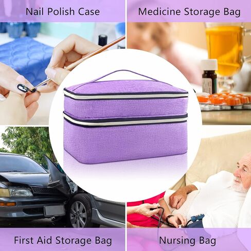 Sewing Organizer Bag - 11.5"x8"x6" Double-Layer Sewing Box with Storage for Scissors, Thread, Pins, Needles, Clips (Purple) in Saudi Arabia