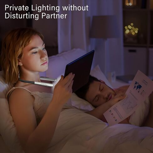 Vekkia LED Neck Reading Light Rechargeable, Book Light for Reading in Bed, 3 Colors & 5 Brightness Adjustable, Long Lasting. Great for Knitting, Camping & Repairing in Kuwait