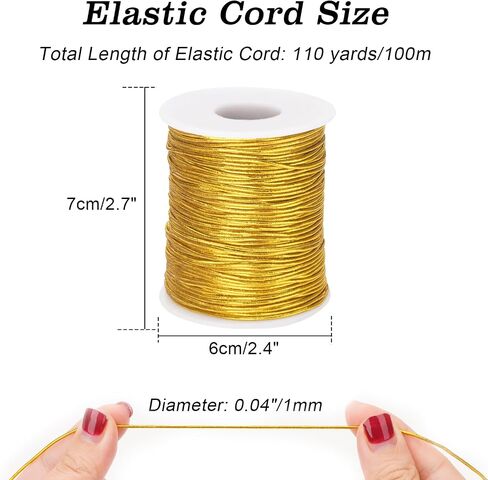 joycraft Elastic Cords, Metallic Stretch Cords, Gold Elastic String, 1mm x 110Yards Elastic Cords Ribbon for Craft Gift Wrapping Christmas Jewelry Making in Saudi Arabia