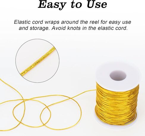 joycraft Elastic Cords, Metallic Stretch Cords, Gold Elastic String, 1mm x 110Yards Elastic Cords Ribbon for Craft Gift Wrapping Christmas Jewelry Making in Saudi Arabia