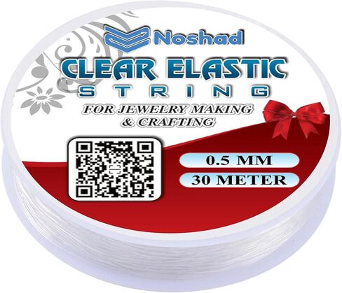 Noshad® 30Meter Clear Elastic String, Spool of Streachy Cord, Thread for Crafts and Beading, DIY Projects, Bracelet & Jewelry Making. (0.5mm Pack of 1) in Saudi Arabia