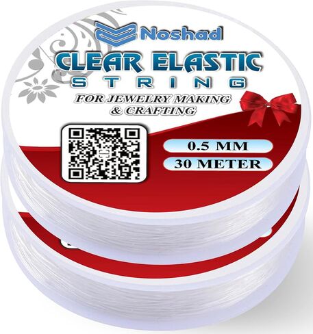 Noshad® 30Meter Clear Elastic String, Spool of Streachy Cord, Thread for Crafts and Beading, DIY Projects, Bracelet & Jewelry Making. (0.5mm Pack of 1) in Saudi Arabia