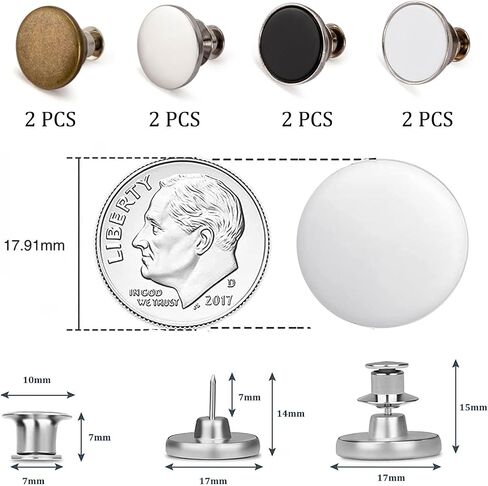 8 Sets of 17 mm Pants Button, Jean Buttons Pins for Loose Jeans, Adjustable Button for Jeans, Reusable and Adjustable Metal Pants Button Tightener in Saudi Arabia