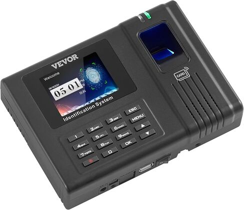 ساعات زمنية VEVOR للموظفين في الشركات الصغيرة مع الوجه وبصمة الإصبع وRFID وPIN اللكم في ساعة واحدة، ساعة زمنية بيومترية مع 5 بطاقات RFID ومحرك أقراص USB، ثقب تلقائي للداخل/الخارج، بدون رسوم شهرية in Saudi Arabia