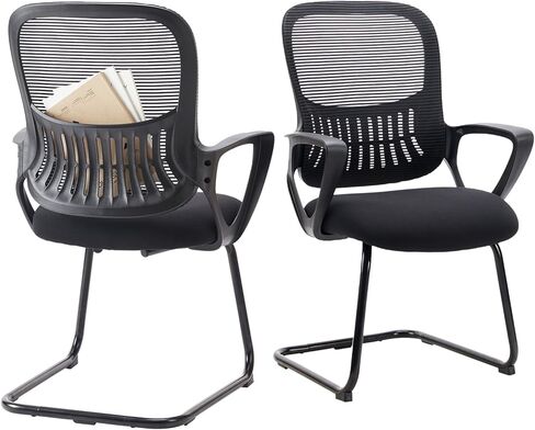 Sweetcrispy Reception Guest Chair Set of 1, Stationary Non Rolling Mesh Mid Back Computer Office Desk with Lumbar Support for Home Waiting Area Conference Room Bedroom in Saudi Arabia