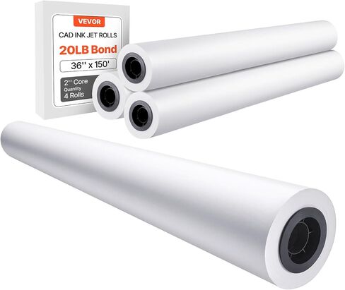 VEVOR Wide Format Paper, 24 in x 150 ft Plotter Paper, 6 Rolls CAD Bond Rolls with 2 in Core, 20 LB Bond Paper Rolls, Idea for CAD Drawings, Engineering Plans, GIS Maps & Architectural Designs in Saudi Arabia