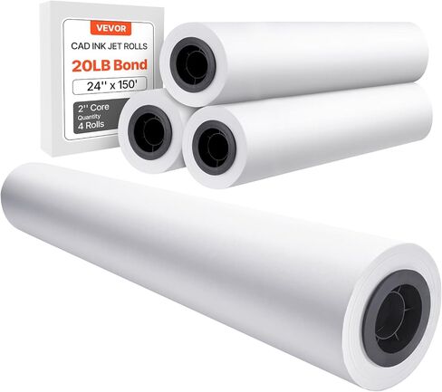 VEVOR Wide Format Paper, 24 in x 150 ft Plotter Paper, 6 Rolls CAD Bond Rolls with 2 in Core, 20 LB Bond Paper Rolls, Idea for CAD Drawings, Engineering Plans, GIS Maps & Architectural Designs in Saudi Arabia