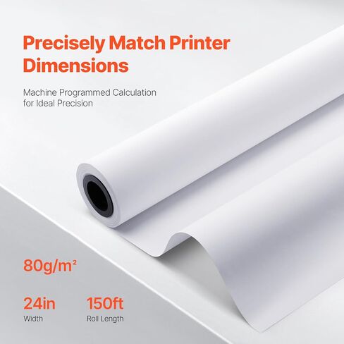 VEVOR Wide Format Paper, 24 in x 150 ft Plotter Paper, 6 Rolls CAD Bond Rolls with 2 in Core, 20 LB Bond Paper Rolls, Idea for CAD Drawings, Engineering Plans, GIS Maps & Architectural Designs in Saudi Arabia