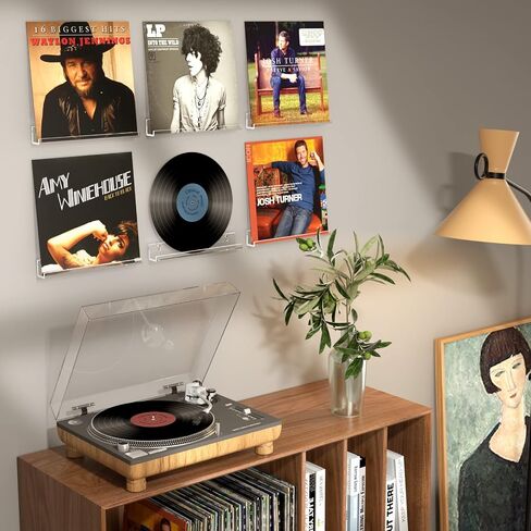 FEMELI Vinyl Record Shelf Wall Mount - 6 Pack 12-inch Clear Acrylic Album Record Holder Display Rack - Art for The Collector in Saudi Arabia