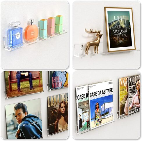 FEMELI Vinyl Record Shelf Wall Mount - 6 Pack 12-inch Clear Acrylic Album Record Holder Display Rack - Art for The Collector in Saudi Arabia