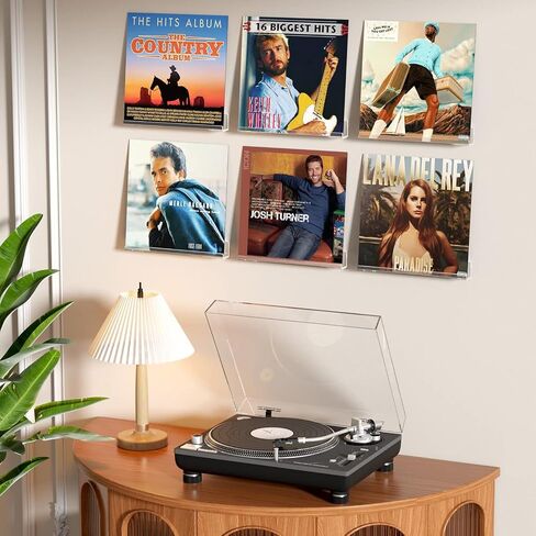 FEMELI Vinyl Record Shelf Wall Mount - 6 Pack 12-inch Clear Acrylic Album Record Holder Display Rack - Art for The Collector in Saudi Arabia