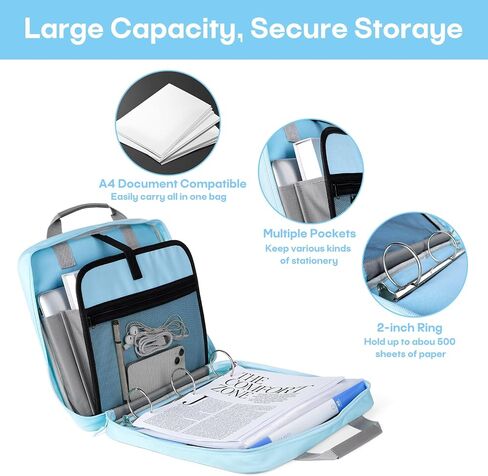 2 PCS Zipper Binder, 2 Inch 3 Ring Binder with Zipper,500 Sheets Capacity Zipper Binder with Shoulder Strap & Handle,Multi-Pocket Zipper Binder Organizer for Classroom, Blue & Green in Saudi Arabia