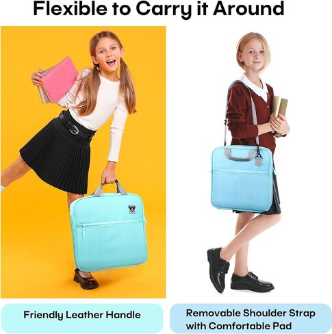 2 PCS Zipper Binder, 2 Inch 3 Ring Binder with Zipper,500 Sheets Capacity Zipper Binder with Shoulder Strap & Handle,Multi-Pocket Zipper Binder Organizer for Classroom, Blue & Green in Saudi Arabia