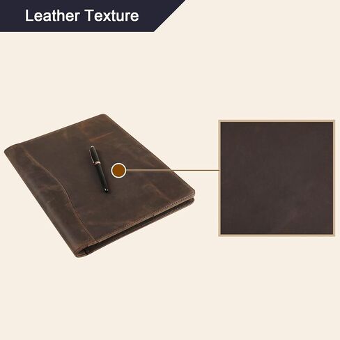 Genuine Leather Portfolio Organizer, Business 3 Ring Binder Padfolio with Notepad,Personalized Leather Portfolio Binder for Men and Women in Kuwait