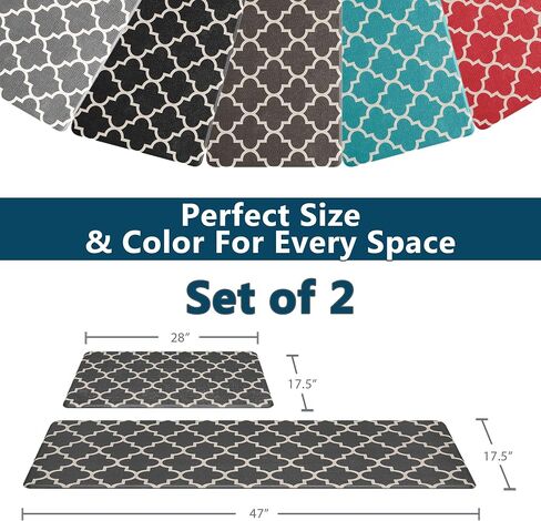 ComfiLife Kitchen Mats for Floor (2 PCs) – Cushioned Anti Fatigue Kitchen Rug for Comfortable Standing – Waterproof, Easy Clean, Non-Slip, Thick Kitchen Mat Set for Home, Office, Sink, Laundry (Gray) in Saudi Arabia