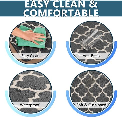 ComfiLife Kitchen Mats for Floor (2 PCs) – Cushioned Anti Fatigue Kitchen Rug for Comfortable Standing – Waterproof, Easy Clean, Non-Slip, Thick Kitchen Mat Set for Home, Office, Sink, Laundry (Gray) in Saudi Arabia
