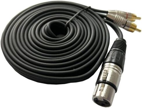 1Feet XLR Female to 2 x Phono RCA Plug Adapter Y Splitter Patch Cable, XLR Female 3 Pin to Dual RCA Male Plug Stereo Audio Cable Connector in Saudi Arabia