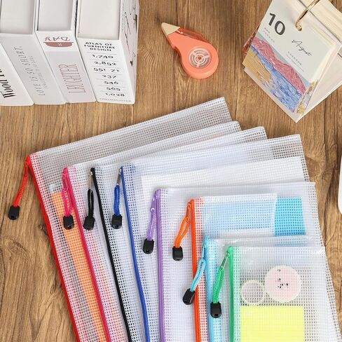 EOOUT 30pcs Mesh Zipper Pouch Bags, 8 Sizes Plastic Zipper Bags, 8 Colors Waterproof Zipper Pouches for Organization, Multipurpose for Travel, School Supplies, Office Appliances and Home Organization in Saudi Arabia