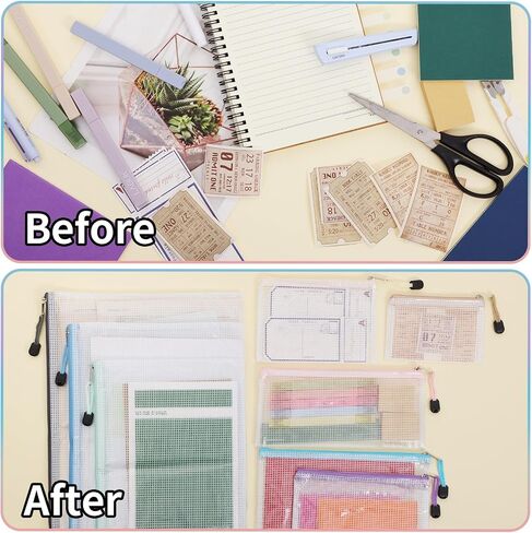 EOOUT 30pcs Mesh Zipper Pouch Bags, 8 Sizes Plastic Zipper Bags, 8 Colors Waterproof Zipper Pouches for Organization, Multipurpose for Travel, School Supplies, Office Appliances and Home Organization in Saudi Arabia
