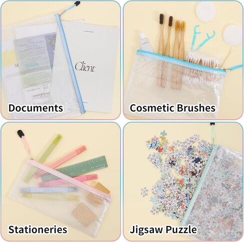EOOUT 30pcs Mesh Zipper Pouch Bags, 8 Sizes Plastic Zipper Bags, 8 Colors Waterproof Zipper Pouches for Organization, Multipurpose for Travel, School Supplies, Office Appliances and Home Organization in Saudi Arabia