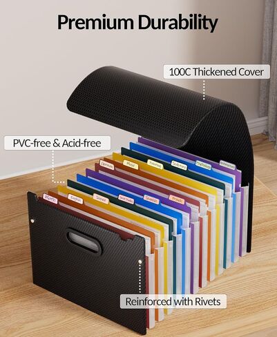 Sooez Accordion File Organizer, 12 Pockets Expanding File Folder, Portable Monthly Paper Bill Tax Receipt Organizer, Letter A4 Size Document Holder with Blank Labels in Saudi Arabia